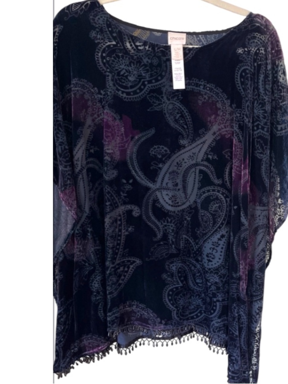 Chicos S/M Blue and Purple Velvet Poncho
